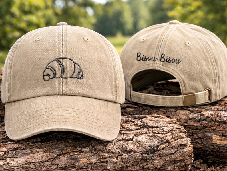 Croissant Embroidered Cap, French Pastry Baseball Cap, Trendy Croissant Dad Hat,