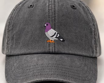 Pigeon Embroidered Hat, Funny Pigeon Dad Baseball Cap, Vintage Dove Hat, Adjustable City Bird Washed Hat, Fathers Day Gift, Birdwatcher Gift