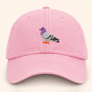 Pigeon Embroidered Hat, Funny Pigeon Dad Baseball Cap, Vintage Dove Hat, Adjustable City Bird Washed Hat, Fathers Day Gift, Birdwatcher Gift image 5