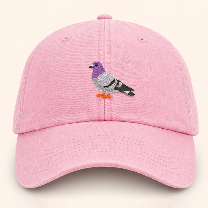 Pigeon Embroidered Hat, Funny Pigeon Dad Baseball Cap, Vintage Dove Hat, Adjustable City Bird Washed Hat, Fathers Day Gift, Birdwatcher Gift image 5