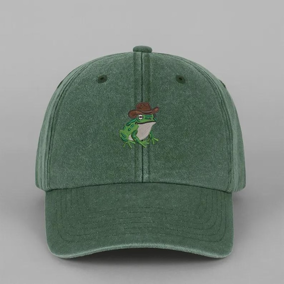 Cowboy Frog Embroidered Hat, Funny Frog Baseball Cap, Vintage Frog Dad Hat, Cute Western Frog core Gift, Quirky Animal Cap, Frog Lover Gift