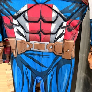 Captain America Costume Kids 5-6 Years 110-116 cm Muscle Chest Superhero Fancy Dress Marvel image 4