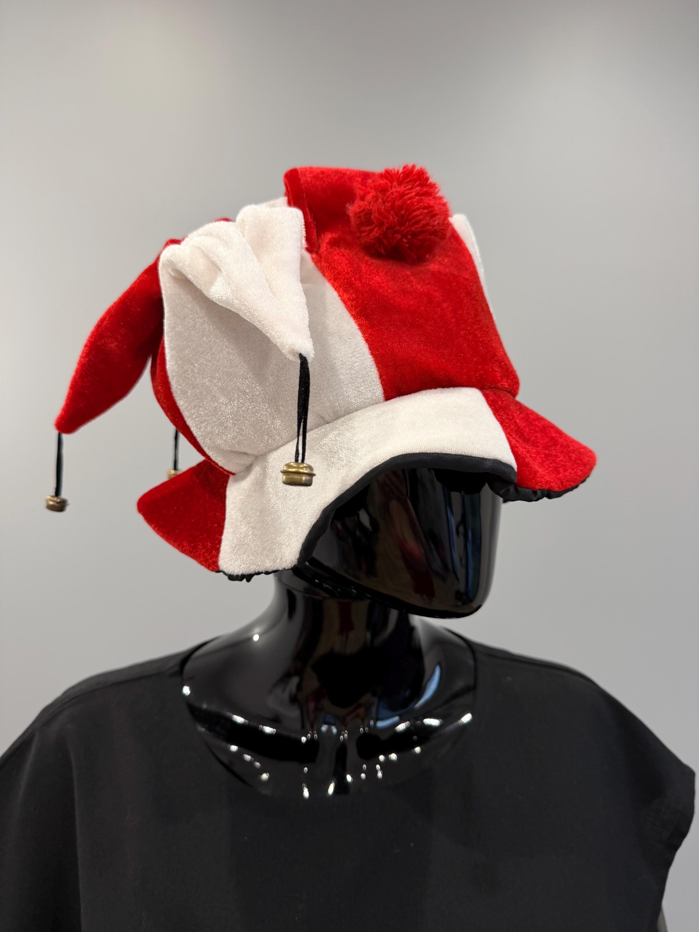 Handmade Jester Hat Adult Red Stripe 4-Point Bell Cap Beanmade Crochet Jester Hat With Working Bells - Clowncore  main image 4