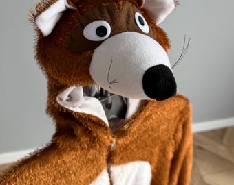 Disfraz de zorro/perro corgi para niños de 7 a 9 años, mono de animal con cola, traje de cosplay, altura 134-146 cm.