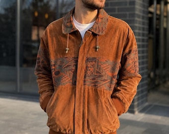Vintage Confection Revenge Suede-look Bomber Jacket XL Made in