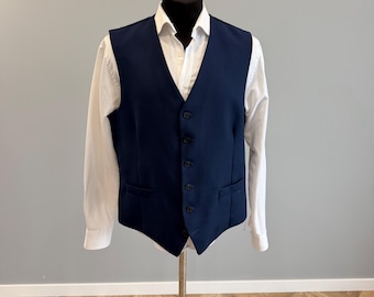 Gilet classico da uomo blu – Misto lana, taglia L (EU 54 / UK-US 44) – Come nuovo