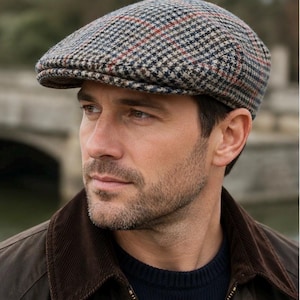 Gorra plana de tweed Failsworth de 59 cm / Gorra clásica de repartidor de periódicos británica / Gorra de conducir de mezcla de lana / Fabricada en Norwich, Inglaterra