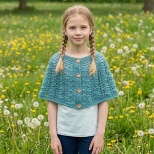 Patrón de bolero Pixie a crochet / Capa corta de encaje fácil para niñas / Bolero corto de crochet de verano con botones