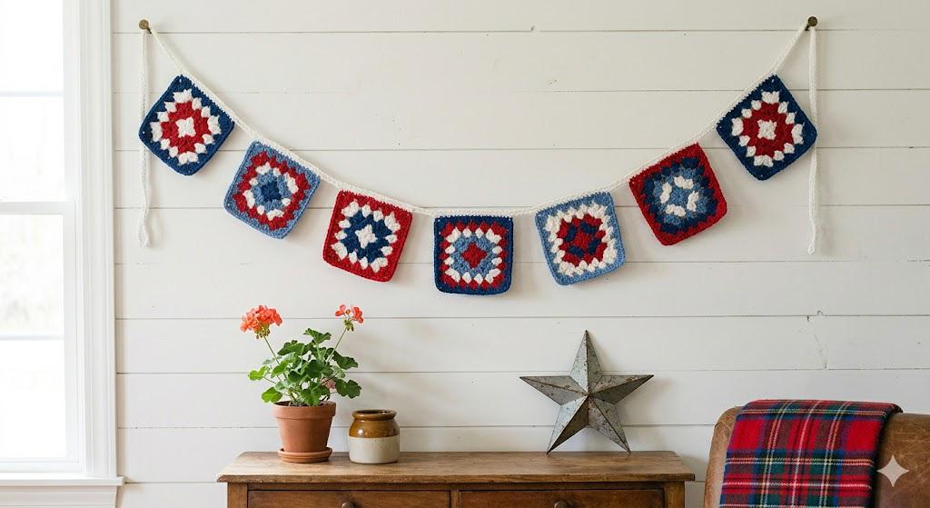 39 Red, White, and Blue Crochet Patterns for Festive Celebrations 25 Patriotic Granny Square Bunting Crochet
