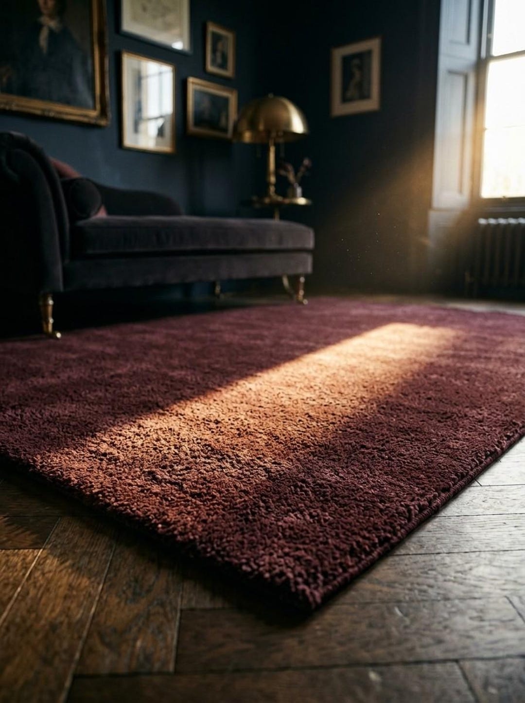Deep Red Area Rug Luxurious Hand Tufted Burgundy Wool Rug - Plush Shaggy Deep Red Area ...