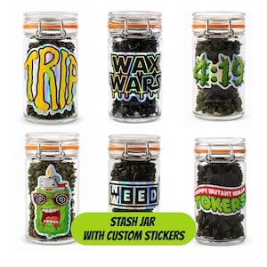 Stash Jar – Airtight Glass Herb Container, Smell Proof Dab Jar & Spice Storage(60ml)