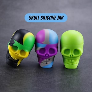 Silicone Molded Skull Container - Colorful Large Non-Stick Stash & Dab Jar (3ml)