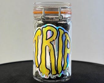 Trippy Drip 60ml Airtight Glass Storage Jar – Compact Herb & Spice Canister