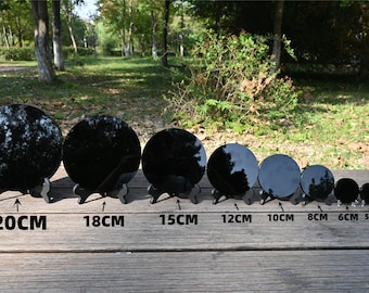 Natural Hand made Matte Obsidian Mirror,Crystal Mirror，Quartz crystal decoration，Crystal gift，Obsidian Scrying Mirror,Energy,Soul Healing