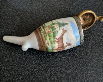 Vintage Hunter's Pipe, Bavarian Porcelain Pipe With Hunting Motif