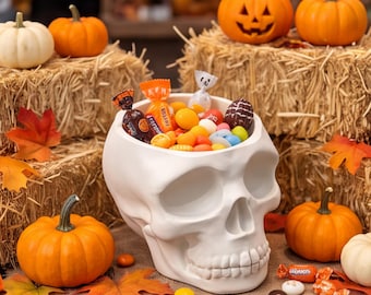 Halloween Skull Holder, Gothic Kitchen Decor, Spooky Candy Bowl, Halloween Home Decor