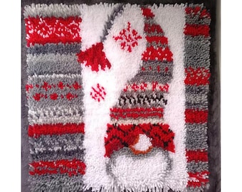 Christmas Gnome Latch Hook Kit Diy pillowcase Kits  A gift for Mom Christmas gift 16.9x16.9. in