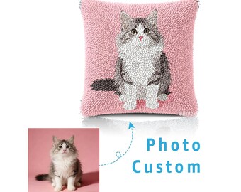 Custom pet photo lock embroidery pillow cover DIY set, private customization, hand-made lock embroidery work, intimate gift for friends