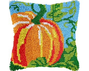 Latch Hooking Kit Halloween pumpkin pattern Pillowcase Diy pillowcase kits, Latch pillowcase Gifts for Children,tapestries 16.9x16.9 in