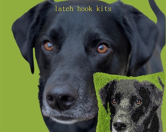 Custom Pet Photo Latch Hook Pillow Kits,DIY Latch Pillow Case Kits,Private Custom, Make Your Own Latch Kits ,Day gift 16.9x16.9 inch