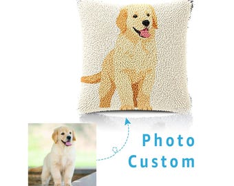 Custom pet photo lock embroidery pillow cover DIY set, private customization, hand-made lock embroidery work, intimate gift for friends