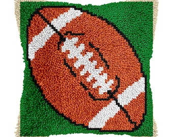 Latch Hook Kit Rugby pattern Pillowcase Diy Embroidery Kits Latch pillowcase  World Cup gifts Gift for Dad 16.9x16.9 inch