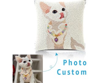 Custom pet photo lock embroidery pillow cover DIY set, private exclusive custom, hand-made lock embroidery process, a gift for the family