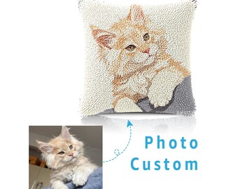 Custom pet photo lock embroidery pillow cover DIY set, private exclusive custom, hand-made lock embroidery process, a gift for the family