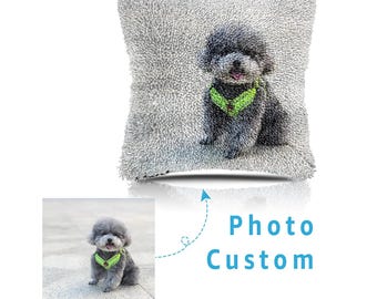 Custom Pet Photo Latch Hook Pillow Kits,DIY Latch Pillow Case Kits,Private Custom, Make Your Own Latch Kits ,Gift for Dad 16.9x16.9 in