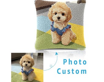 Custom Pet Photo Crochet Cushion Kit — Personalized DIY Materials for a Unique Handmade Crochet Cushion — The Perfect Gift for Family
