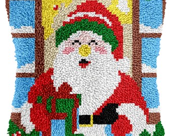 Christmas Gnome Latch Hook Kit Diy pillowcase Kits  A gift for Mom Christmas gift 16.9x16.9. in