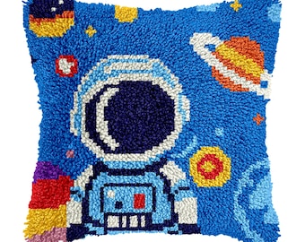 Latch Hooking Kit Spacesuit Pattern Pillowcase Diy pillowcase kits Latch Hooking KitBeginner Kit  Gift for Dad 16x16 in