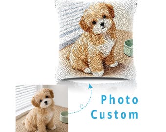 Custom Pet Photo Crochet Cushion Kit — Personalized DIY Materials for a Unique Handmade Crochet Cushion — The Perfect Gift for Family