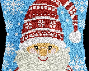 Christmas Gnome Latch Hook Kit Diy pillowcase Kits  A gift for Mom Christmas gift 16.9x16.9. in
