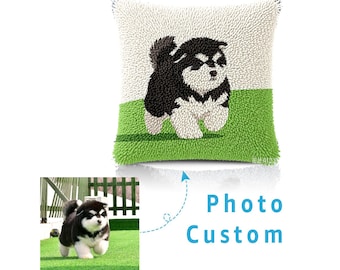 Custom pet photo lock embroidery pillow cover DIY set, private exclusive custom, hand-made lock embroidery process, a gift for the family
