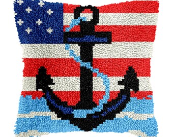 Latch Hooking Kit Boat Anchor Pattern Pillowcase Diy pillowcase kits Latch Hooking Kit 250th Anniversary Gift for the United States