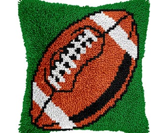 Latch Hook Kit Rugby pattern Pillowcase Diy Embroidery Kits Latch pillowcase  World Cup gifts Gift for Dad Gifts for rugby 16.9x16.9 inch