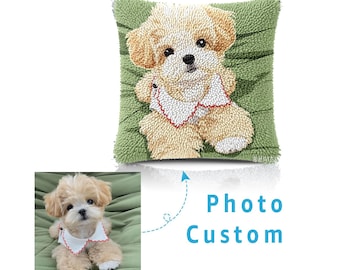 Custom Pet Photo Crochet Cushion Kit — Personalized DIY Materials for a Unique Handmade Crochet Cushion — The Perfect Gift for Family