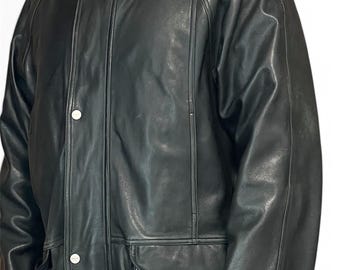 Salvatore Ferragamo Vintage 2000 Zwarte leren omkeerbare pufferjas