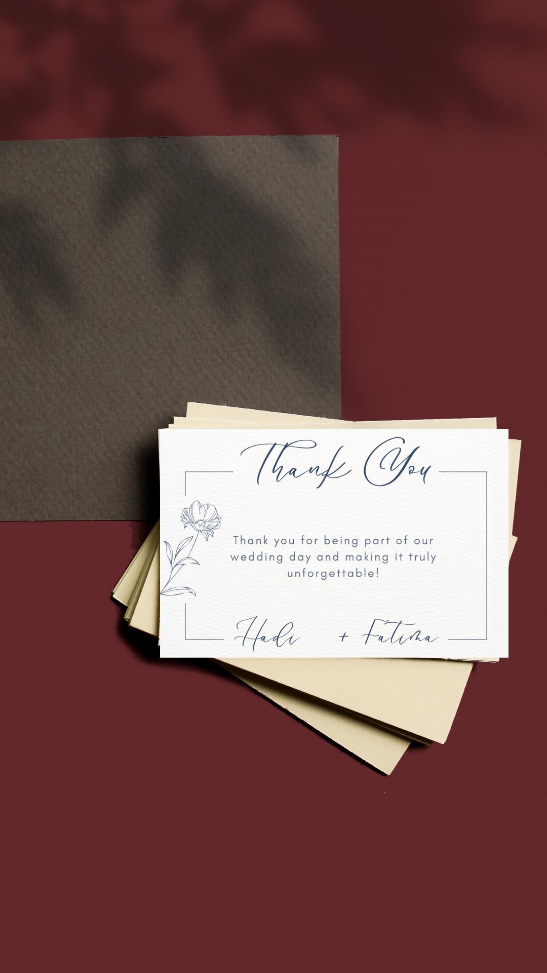 Wedding Thank You Card Template | Editable Canva Design | Instant ...