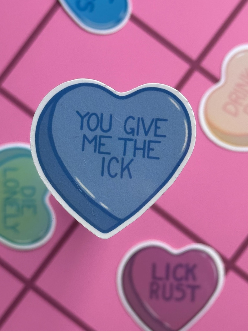Ick Heart Sticker | Meanie Love Hearts | Waterproof Vinyl Glossy ...