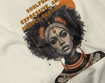 Soulful African Queen portrait T-Shirt | Afrohemian art, expressive woman