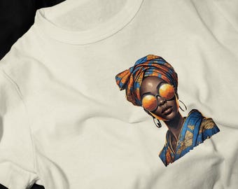 Afrocentric Woman with Headwrap Sunglasses T-Shirt | African Art Tee