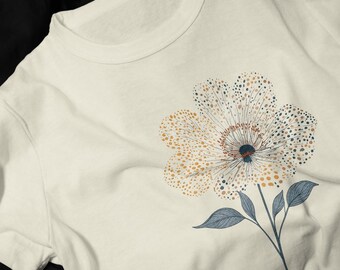 Vintage Handpainted Flower T-Shirt | Botanical Bloom Tee
