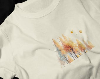 Orange Forest Silhouette T-Shirt | Tree Forest Design