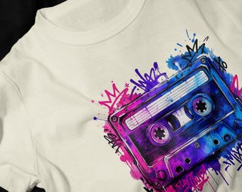 Neon Cassette Tape T-Shirt | Retro 80s Mix Tape Graphic