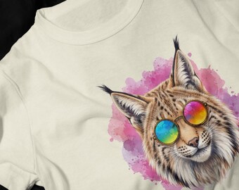 Lynx with Rainbow Sunglasses T-Shirt | Collection Festival Tee