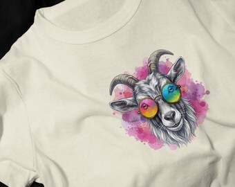 Goat with Rainbow Sunglasses T-Shirt | Collection Festival Tee