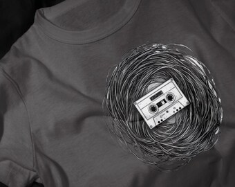 Cassette Tape Nest T-Shirt | Retro mixtape, vintage audio illustration