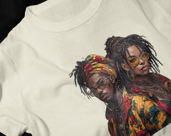 Afrocentric Portraits T-Shirt | Colorful Rasta-Inspired Illustration